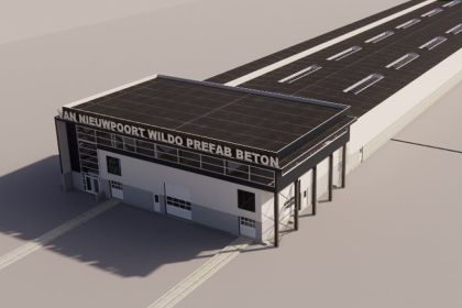 Ontwerp fabriekshal voor Van Nieuwpoort Wildo Prefab Beton
